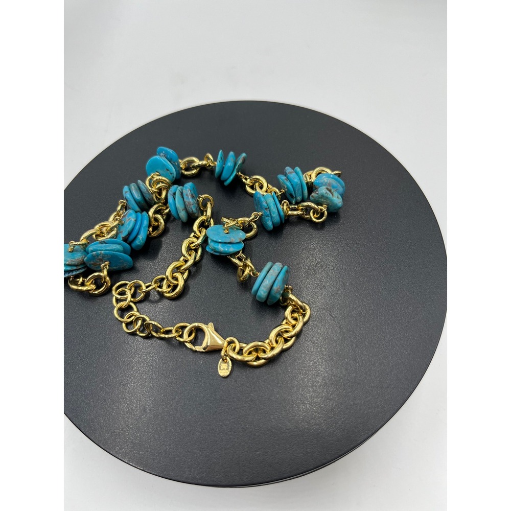 LR Lisa Robertson Bronze Italy QVC 
Turquoise Disc Gold Chain
Statement Necklace - Picture 15 of 15
